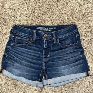 american eagle super stretch midi jean shorts